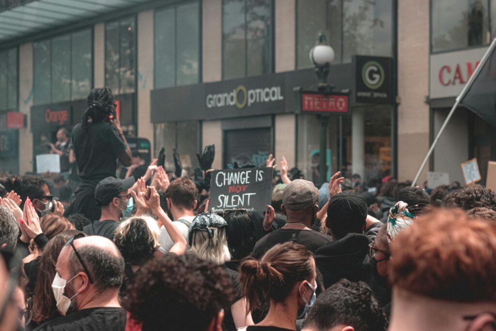 Group of people protesting against police brutality